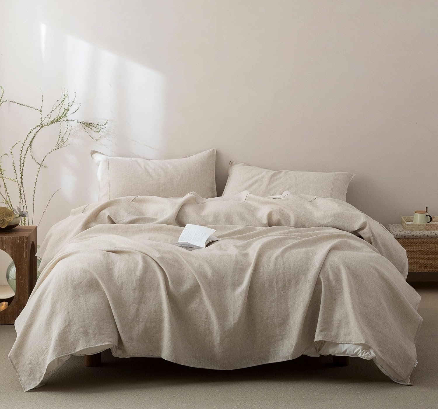 100% Pure French Linen Sheet Set – King Size (Natural)